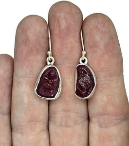 Rough Ruby Earrings, July Birthstone, Rough Gemstones, Sterling Silver, Natural Gems