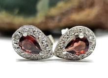 Load image into Gallery viewer, Garnet Studs, Sterling Silver, January Birthstone, 2.4 carats, Pear Faceted