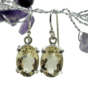 Citrine Earrings, Oval Shaped, Sterling Silver, 13 Carats, Money Stone, November Birthstone