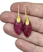 Load image into Gallery viewer, Gold Ruby Earrings, July Birthstone, Gold Plated Sterling Silver, Marquise Shaped