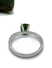 Load image into Gallery viewer, Jade Solitaire Ring, Size Q, Sterling Silver, 2 carats, British Columbia Nephrite Jade