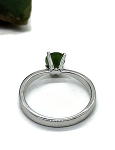 Jade Solitaire Ring, Size Q, Sterling Silver, 2 carats, British Columbia Nephrite Jade