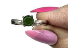 Load image into Gallery viewer, Jade Solitaire Ring, Size Q, Sterling Silver, 2 carats, British Columbia Nephrite Jade