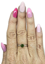 Load image into Gallery viewer, Jade Solitaire Ring, Size Q, Sterling Silver, 2 carats, British Columbia Nephrite Jade