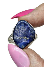 Load image into Gallery viewer, Raw Lapis Lazuli Ring, Size S, Sterling Silver, Protection Gemstone