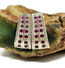 Load image into Gallery viewer, Art Deco Ruby Earrings, July Birthstone, Natural Ruby gems, Sterling Silver, Energy Stone