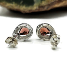 Load image into Gallery viewer, Garnet Studs, Sterling Silver, January Birthstone, 2.4 carats, Pear Faceted