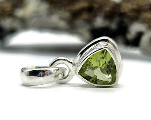 Trillion Peridot Pendant, August Birthstone, 1.6 carats, Sterling Silver, Protection Stone