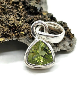 Trillion Peridot Pendant, August Birthstone, 1.6 carats, Sterling Silver, Protection Stone