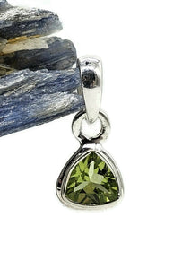 Trillion Peridot Pendant, August Birthstone, 1.6 carats, Sterling Silver, Protection Stone