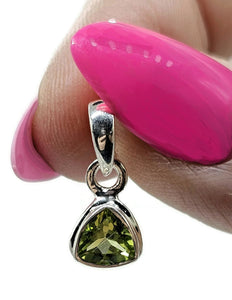 Trillion Peridot Pendant, August Birthstone, 1.6 carats, Sterling Silver, Protection Stone