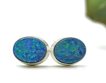 Load image into Gallery viewer, Australian Opal Studs, October Birthstone, Sterling Silver, Blue Green Opal Doublets