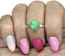 Load image into Gallery viewer, Australian Opal Ring, October Birthstone, Size P, Sterling Silver, Oval Shaped, Green