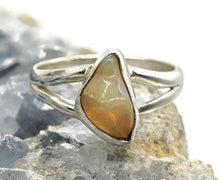 Load image into Gallery viewer, Solid Opal Ring, Size Q, October Birthstone, Sterling Silver, Rough Gem, Aura Stone