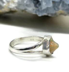 Solid Opal Ring, Size Q, October Birthstone, Sterling Silver, Rough Gem, Aura Stone