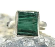 Load image into Gallery viewer, Malachite Ring, Size 11, Rectangle Shape, Sterling Silver, Rich Green Gemstone