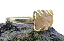 Load image into Gallery viewer, Rough Pink Morganite &amp; Ethiopian Opal Ring, Size S, Sterling Silver, October Birthstone