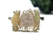 Load image into Gallery viewer, Rough Pink Morganite &amp; Ethiopian Opal Ring, Size S, Sterling Silver, October Birthstone