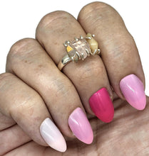 Load image into Gallery viewer, Rough Pink Morganite &amp; Ethiopian Opal Ring, Size S, Sterling Silver, October Birthstone