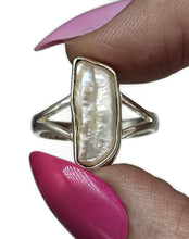 Load image into Gallery viewer, Biwa Pearl Ring, Size 8, Sterling Silver, Bridal Jewellery, June Birthstone, Highly Lustrous