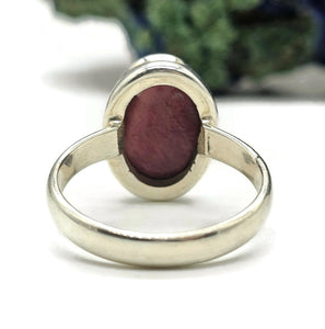 Natural Pink Cats Eye Ring, Size Q, Sterling Silver, Oval Shaped, Intuition Stone