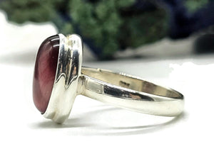 Natural Pink Cats Eye Ring, Size Q, Sterling Silver, Oval Shaped, Intuition Stone