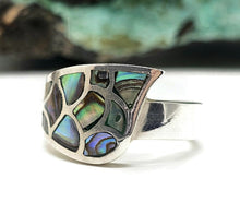 Load image into Gallery viewer, Paua Shell Ring, 925 Sterling Silver, Green &amp; Blue Shell, Size P, Abalone Ring