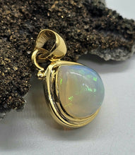 Load image into Gallery viewer, Pear Ethiopian Opal Pendant, Sterling Silver, 18K Gold Plated, October Birthstone, Aura Gem