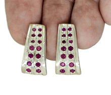 Load image into Gallery viewer, Art Deco Ruby Earrings, July Birthstone, Natural Ruby gems, Sterling Silver, Energy Stone