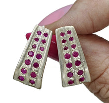 Load image into Gallery viewer, Art Deco Ruby Earrings, July Birthstone, Natural Ruby gems, Sterling Silver, Energy Stone