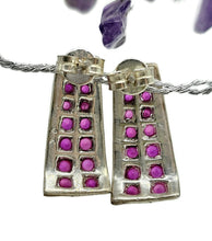 Load image into Gallery viewer, Art Deco Ruby Earrings, July Birthstone, Natural Ruby gems, Sterling Silver, Energy Stone