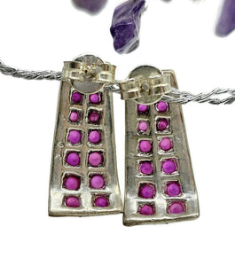 Art Deco Ruby Earrings, July Birthstone, Natural Ruby gems, Sterling Silver, Energy Stone