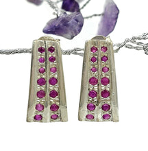 Load image into Gallery viewer, Art Deco Ruby Earrings, July Birthstone, Natural Ruby gems, Sterling Silver, Energy Stone