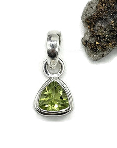 Trillion Peridot Pendant, August Birthstone, 1.6 carats, Sterling Silver, Protection Stone