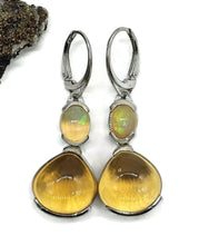 Load image into Gallery viewer, Citrine &amp; Solid Opal Earrings, November and October Birthstones, Sterling Silver