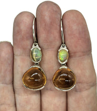 Load image into Gallery viewer, Citrine &amp; Solid Opal Earrings, November and October Birthstones, Sterling Silver