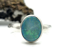 Load image into Gallery viewer, Australian Opal Ring, October Birthstone, Size P, Sterling Silver, Oval Shaped, Green