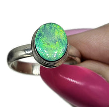 Load image into Gallery viewer, Australian Opal Ring, October Birthstone, Size P, Sterling Silver, Oval Shaped, Green