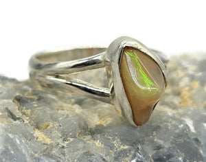 Solid Opal Ring, Size Q, October Birthstone, Sterling Silver, Rough Gem, Aura Stone