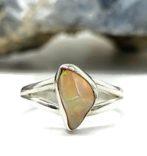 Load image into Gallery viewer, Solid Opal Ring, Size Q, October Birthstone, Sterling Silver, Rough Gem, Aura Stone