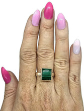 Load image into Gallery viewer, Malachite Ring, Size 11, Rectangle Shape, Sterling Silver, Rich Green Gemstone