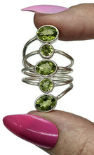 Load image into Gallery viewer, Five Stone Peridot Ring, Size 8.5, Sterling Silver, August Birthstone, Statement Piece