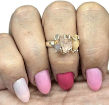 Load image into Gallery viewer, Rough Pink Morganite &amp; Ethiopian Opal Ring, Size S, Sterling Silver, October Birthstone