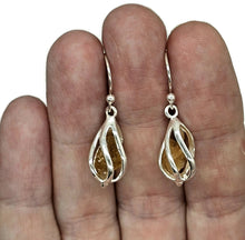 Load image into Gallery viewer, Yellow Tourmaline Cage Earrings, Sterling Silver, Raw Gemstone Earrings, Libra Birthstone