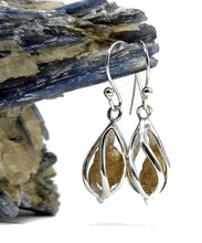 Load image into Gallery viewer, Yellow Tourmaline Cage Earrings, Sterling Silver, Raw Gemstone Earrings, Libra Birthstone