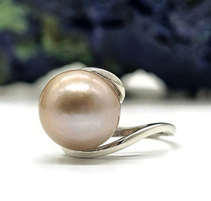 Edison Pearl Ring in a natural Metallic bronze Colour, Adjustable, Sterling Silver, Genuine