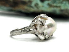 Load image into Gallery viewer, Baroque Pearl Ring, Sterling Silver, Adjustable, Giant Flameball Fireball Pearl, June Birth