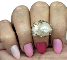 Load image into Gallery viewer, Baroque Pearl Ring, Sterling Silver, Adjustable, Giant Flameball Fireball Pearl, June Birth