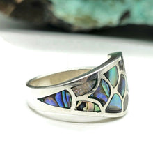 Load image into Gallery viewer, Paua Shell Ring, 925 Sterling Silver, Green &amp; Blue Shell, Size P, Abalone Ring