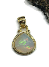 Load image into Gallery viewer, Pear Ethiopian Opal Pendant, Sterling Silver, 18K Gold Plated, October Birthstone, Aura Gem